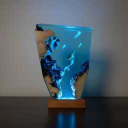 Mermaid Jellyfish Resin Lamp Ocean Epoxy Night Light With Wooden Base - thumbnail 2