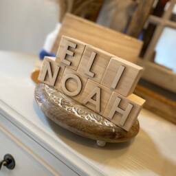 Wood Block Name Letters, Sign, Baby Engraved Blocks, Reveal Shower Gift - thumbnail 3