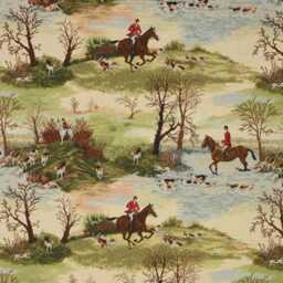 Upholstered Midcentury Modern Lounge Chair Armchair - Traditional English Fox Hunt - thumbnail 4
