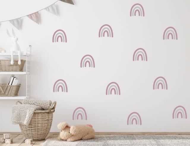 Simple Hand Drawn Pink Rainbow Wall Sticker Decals - Children's Nursery Playroom Decor Stickers - image 1