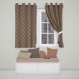 Rustic Brown Stone Wall Texture Seamless Pattern Readymade Eyelet Ring Top Thermal 100% Blackout Curtains
