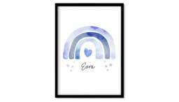 Personalised Rainbow Nursery Prints, Pastel Rainbow Decor, Wall Art, Wall Art Decor, Blue Print - thumbnail 1