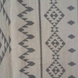 stonewashed Cotton Blanket Throw - Geometric Woven Picnic - thumbnail 3