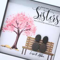 Personalised Sister Pebble Art Picture Handmade Gift - thumbnail 2