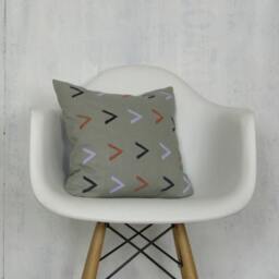 Gray Linen Pillow Cover With Geometric Arrow Print/Lavender Indigo Terra Cotta Decorative Throw Accent Cushion Mudcloth Inspired - thumbnail 2