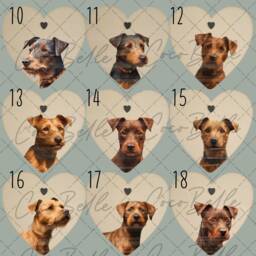 Personalised Patterdale Terrier Wooden Heart Bauble, Any Colour Rustic Neutral Wood Digital Portrait Dog Pet Gift Ideas Lover Owner - thumbnail 3