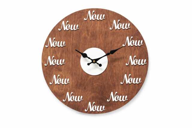 Motivational Now Wall Clock - Wooden Farmhouse Decor - 15.7 - image 1