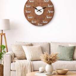 Motivational Now Wall Clock - Wooden Farmhouse Decor - 15.7 - thumbnail 2