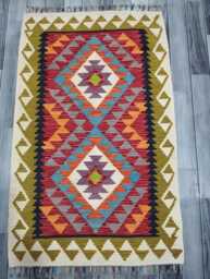 Kilim Rug Multicolour, Handmade Artisan Afghan Turkish Scandinavian Navajo Bohemian Flatweave Wool Multicolour 126x78 cm - thumbnail 1