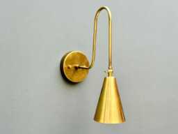 1950S Mid Century Modern Brass Swing Arm Reading Light Wall Sconce Lighting Fixtures Luxury Unique Light - thumbnail 1
