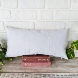 White Faux Leather Lumbar Pillow Cover Modern Home Decor - thumbnail 2