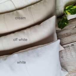 White Faux Leather Lumbar Pillow Cover Modern Home Decor - thumbnail 1