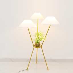 Golden Floor Lamp With Three Shades Living Room Lighting - thumbnail 2