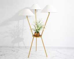 Golden Floor Lamp With Three Shades Living Room Lighting - thumbnail 1