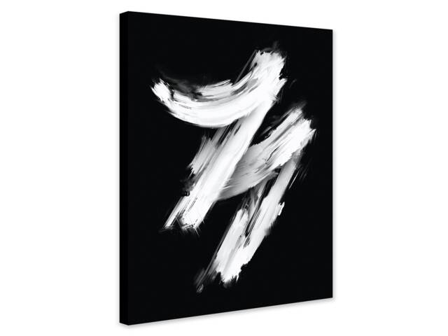 Black & White Abstract Strokes Art - Framed Canvas, Rolled Print - image 1