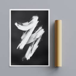 Black & White Abstract Strokes Art - Framed Canvas, Rolled Print - thumbnail 3