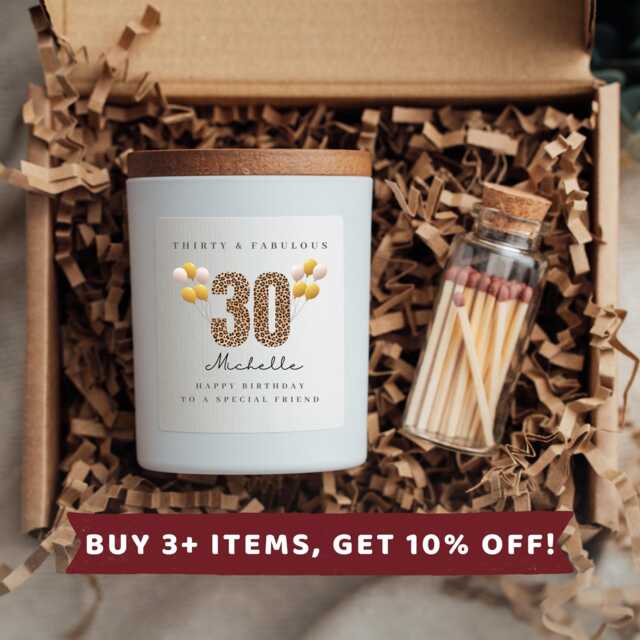 Personalised Friend 30Th Birthday Candle Gift Card Hamper Cards W - image 1