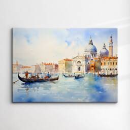 Venice Italy Gondola Boat River Landmark Oil Painting Watercolor Wall Art Framed Calming Canvas Poster Print Home/Office Room Decor Gifts - thumbnail 3