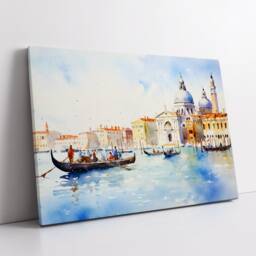 Venice Italy Gondola Boat River Landmark Oil Painting Watercolor Wall Art Framed Calming Canvas Poster Print Home/Office Room Decor Gifts - thumbnail 2