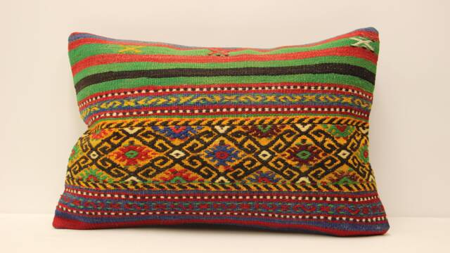 Pillow Covers Any Size Home Decor Decorative Cover Designer Red Yellow 16x24 Coral Kilim Lumbar Pillow 4Kaf-136 - image 1