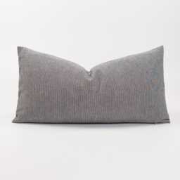 striped Lumbar Pillow Cover, Gray Linen Cotton, Kapok Insert Option - thumbnail 1