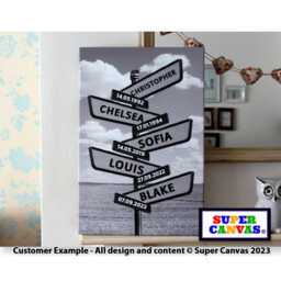 Family Street Sign Post Personalised With Names Wall Art Framed Canvas Print Husband Wife Mum Dad Friend Grandparent Birthday Gift - thumbnail 3