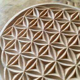 Hand-Carved Flower Of Life Made Wood - Untreated, Wooden Life, Art, Carving, Esotericism, Yoga, Carving - thumbnail 2