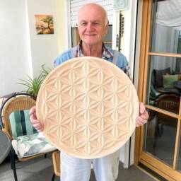 Hand-Carved Flower Of Life Made Wood - Untreated, Wooden Life, Art, Carving, Esotericism, Yoga, Carving - thumbnail 4