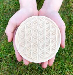 Hand-Carved Flower Of Life Made Wood - Untreated, Wooden Life, Art, Carving, Esotericism, Yoga, Carving