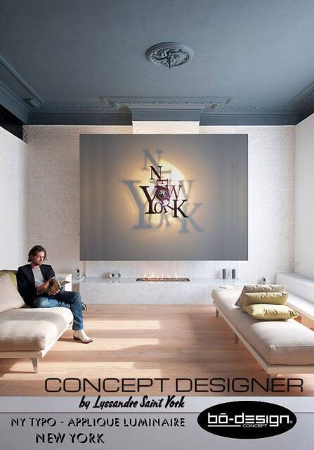 Design Luminaire, Wall Lamp, New York Typo, 62 Or 50 cm, Glossy Black, 60 W, 220 Volts, Lamp Design, Decoration New York, Designer - image 1