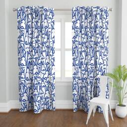 Rabbit Curtain Panel - Spring Woodland Animal Easter Bunny Blue & White Custom Bottoms By Eti_Enne - thumbnail 2