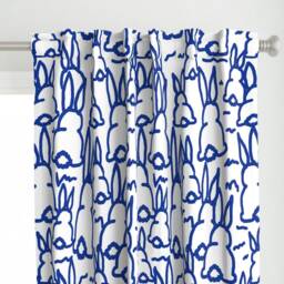 Rabbit Curtain Panel - Spring Woodland Animal Easter Bunny Blue & White Custom Bottoms By Eti_Enne - thumbnail 1