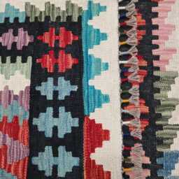 Multicolour Rug, Handmade Artisan Afghan Turkish Scandinavian Navajo Bohemian Flatweave Wool Kilim 147x97 cm - thumbnail 3