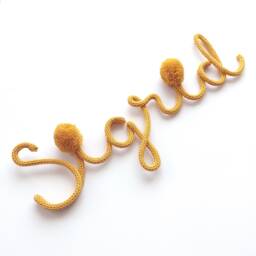 Personalised Baby Name Decor, Bedroom Door Sign, Custom Nursery Tricotin Name, Knitted Wall Room Decor - thumbnail 1