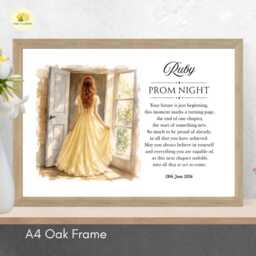 Personalised Prom Gift For Her Yellow Dress Framed Print - 3 Hair Colours - A4/A3 - thumbnail 3