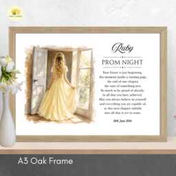Personalised Prom Gift For Her Yellow Dress Framed Print - 3 Hair Colours - A4/A3 - thumbnail 4