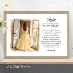 Personalised Prom Gift For Her Yellow Dress Framed Print - 3 Hair Colours - A4/A3 - thumbnail 2