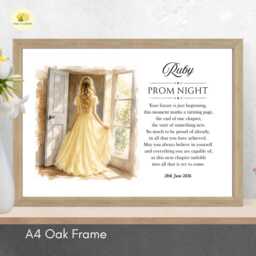 Personalised Prom Gift For Her Yellow Dress Framed Print - 3 Hair Colours - A4/A3 - thumbnail 1