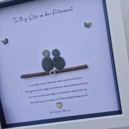 Retirement Gift For My Wife/Partner, Good Luck Present, Pebble Art Picture Framed Poem, Wall Art, Home Decor Gift. Personalised Wife - thumbnail 2