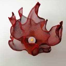 Metal Mesh Bonfire Candle Holder - 3D Flame Light Sculpture - thumbnail 3