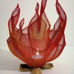 Metal Mesh Bonfire Candle Holder - 3D Flame Light Sculpture - thumbnail 4