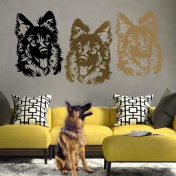 German Shepherd Dog Vinyl Wall Decal Shaggy Alsatian Sticker - thumbnail 1