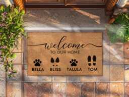Family & Dog Name Doormat - Personalised Pet Welcome Mat