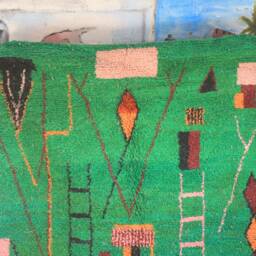 Moroccan Rug Green - Solid Plain Plain Handmade Beni Ourain Green - thumbnail 3