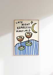 Late Night Espresso Martini Wall Print - Cocktail Poster Drink Lover Trendy Cocktails Art Gift - thumbnail 1
