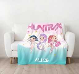 Personalized Huntrix Fleece Blanket, Custom Demon Hunter Throw, Soft K-Pop Inspired Bedding Gift, Anime Cozy Blanket - thumbnail 1