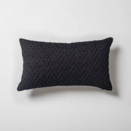 Navy Blue Chevron Lumbar Pillow Cover Modern Woven Throw - thumbnail 3