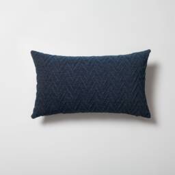 Navy Blue Chevron Lumbar Pillow Cover Modern Woven Throw - thumbnail 1