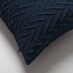 Navy Blue Chevron Lumbar Pillow Cover Modern Woven Throw - thumbnail 2