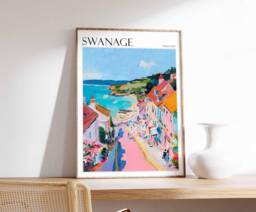 Swanage Beach Poster Dorset Coastal Wall Art - thumbnail 1